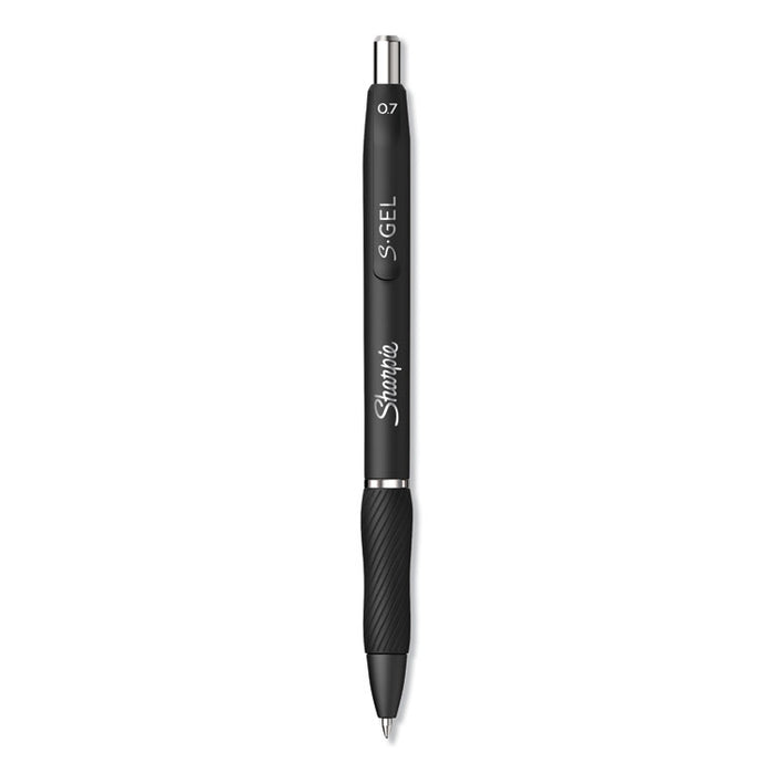S-Gel High-Performance Gel Pen, Retractable, Medium 0.7 mm, Black Ink, Black Barrel, Dozen