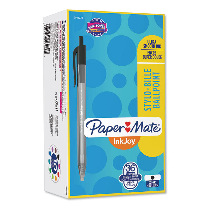 InkJoy 100 RT Retractable Ballpoint Pen, Medium 1 mm, Black Ink, Gray Barrel, 36/Pack