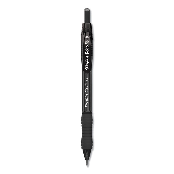 Profile Retractable Gel Pen, Medium 0.7 mm, Black Ink, Translucent Black Barrel, Dozen
