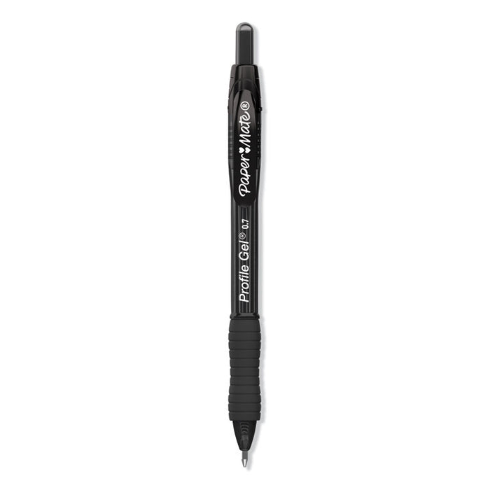 Profile Retractable Gel Pen, Medium 0.7 mm, Black Ink, Translucent Black Barrel, 36/Pack