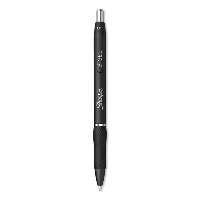 S-Gel High-Performance Gel Pen, Retractable, Fine 0.5 mm, Black Ink, Black Barrel, Dozen