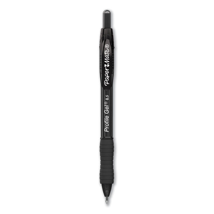 Profile Gel Pen, Retractable, Fine 0.5 mm, Black Ink, Translucent Black Barrel, 36/Pack