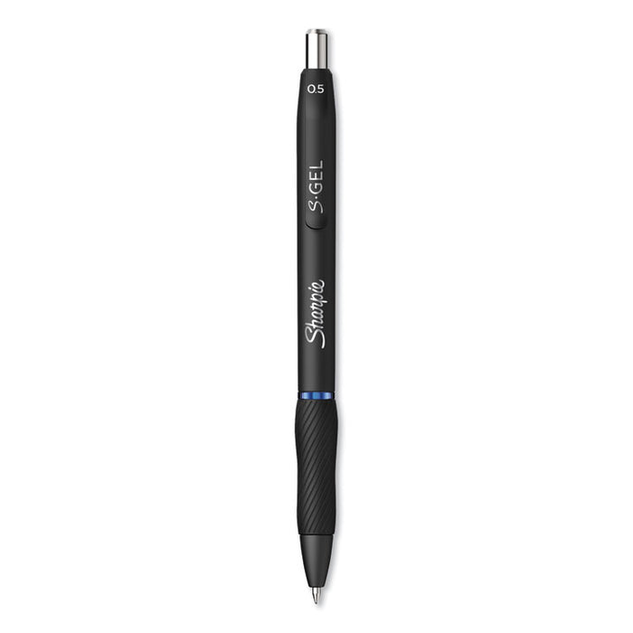 S-Gel High-Performance Gel Pen, Retractable, Fine 0.5 mm, Blue Ink, Black Barrel, Dozen