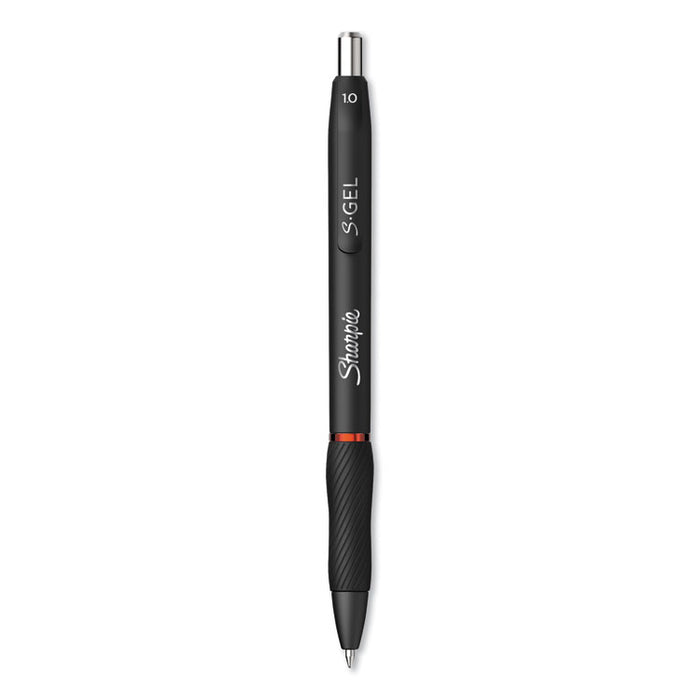 S-Gel High-Performance Gel Pen, Retractable, Bold 1 mm, Red Ink, Black Barrel, Dozen