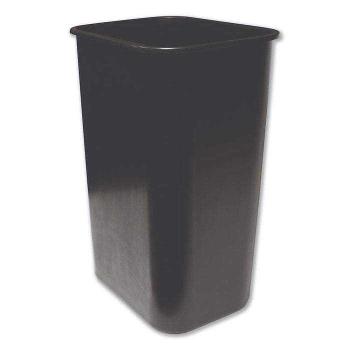 Soft-Sided Wastebasket, Rectangular, Polyethylene, 41 qt, Black