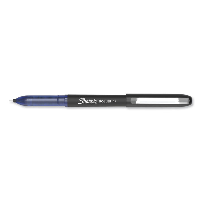 Professional Design Roller Ball Pen, Stick, Fine 0.5 mm, Blue Ink, Black Barrel, Dozen