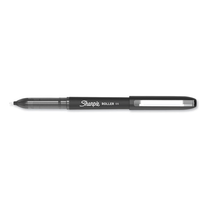 Roller Ball Stick Pen, Fine 0.5 mm, Black Ink/Barrel, Dozen