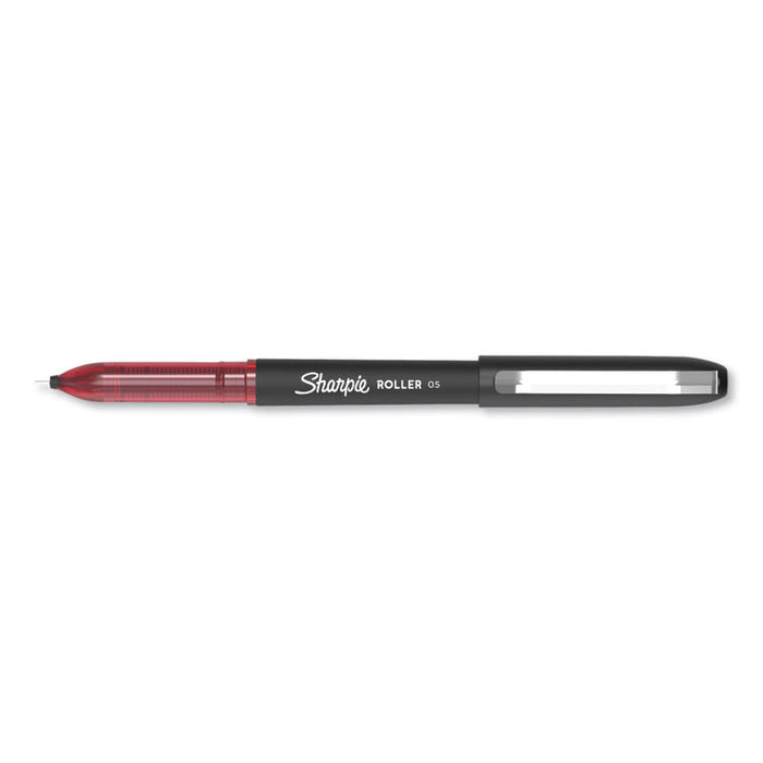 Professional Design Roller Ball Pen, Stick, Fine 0.5 mm, Red Ink, Black Barrel, Dozen