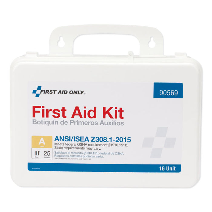 Unitized ANSI Class A Weatherproof First Aid Kit for 25 People, 16 Units