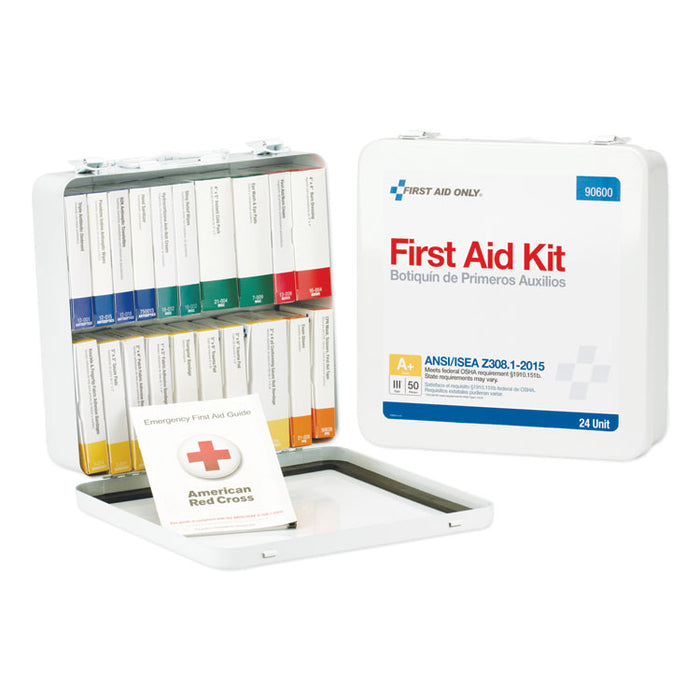 Unitized ANSI Class A Weatherproof First Aid Kit for 50 People, 24 Pieces, Metal Case