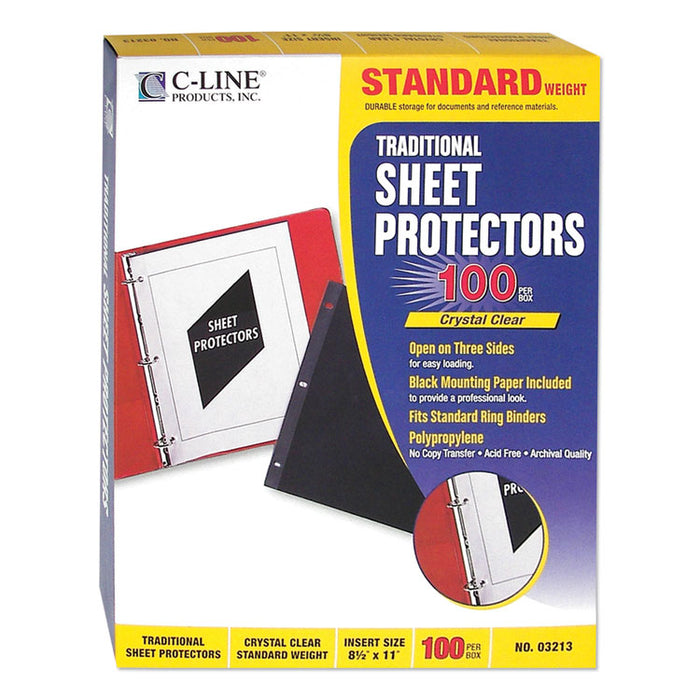 Traditional Polypropylene Sheet Protectors, Standard Weight, 11 x 8 1/2, 100/BX