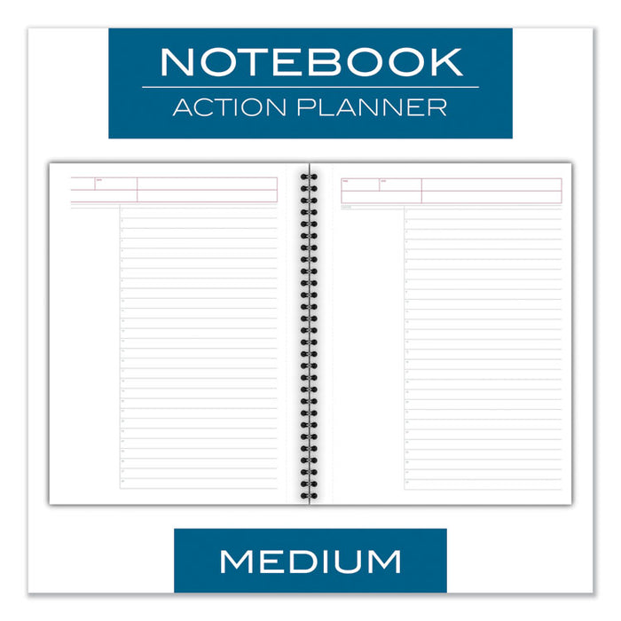 Wirebound Guided Action Planner Notebook, 1 Subject, Project-Management Format, Gray Cover, 9.5 x 7.5, 80 Sheets