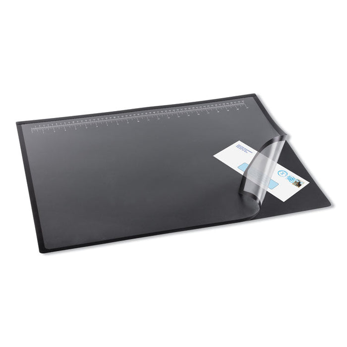 Lift-Top Pad Desktop Organizer, with Clear Overlay, 24 x 19, Black