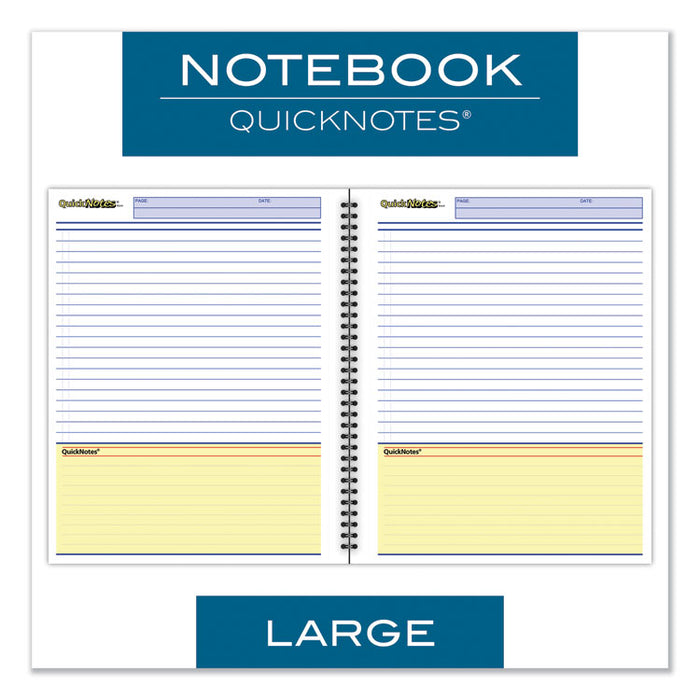Wirebound Guided Business Notebook, QuickNotes, Dark Gray, 11 x 8.5, 80 Sheets