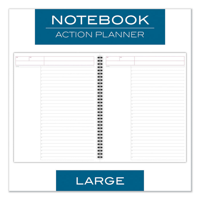 Wirebound Guided Action Planner Notebook, 1-Subject, Project-Management Format, Gray Cover, 11 x 8.5, 80 Sheets