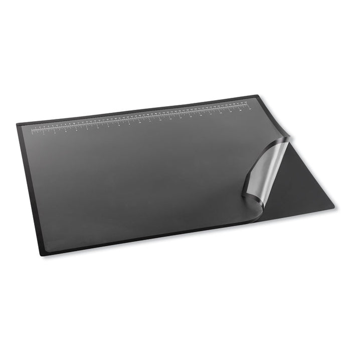 Lift-Top Pad Desktop Organizer with Clear Overlay, 31 x 20, Black