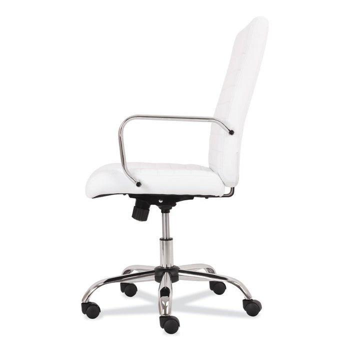 5-Thirteen Mid-Back Executive Leather Chair, Supports up to 250 lbs., White Seat/Back, Chrome Base