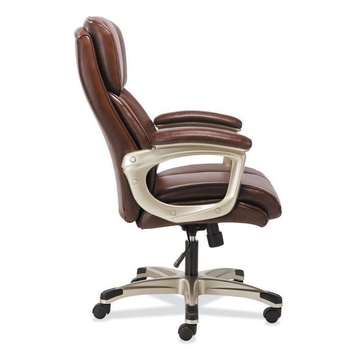 3-Sixteen High-Back Executive Chair, Supports up to 250 lbs., Brown Seat/Brown Back, Chrome Base