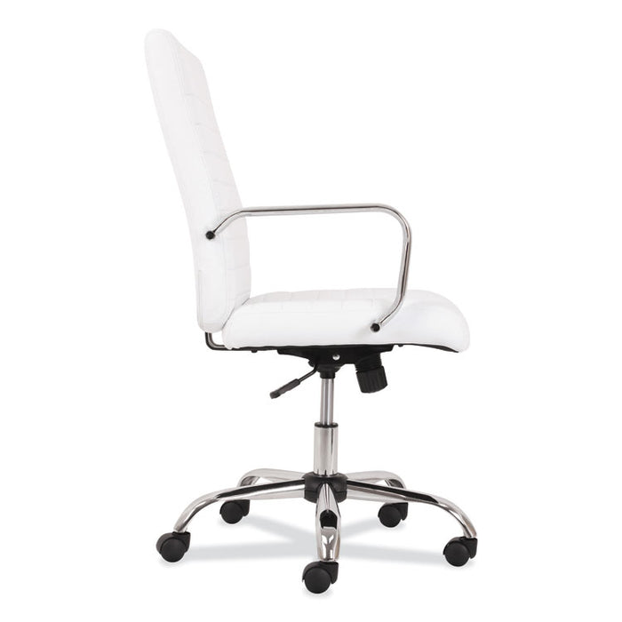 5-Thirteen Mid-Back Executive Leather Chair, Supports up to 250 lbs., White Seat/Back, Chrome Base