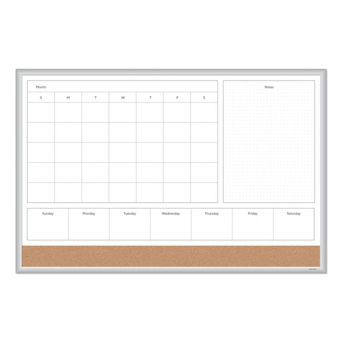 4N1 Magnetic Dry Erase Combo Board, 36 x 24, White/Natural