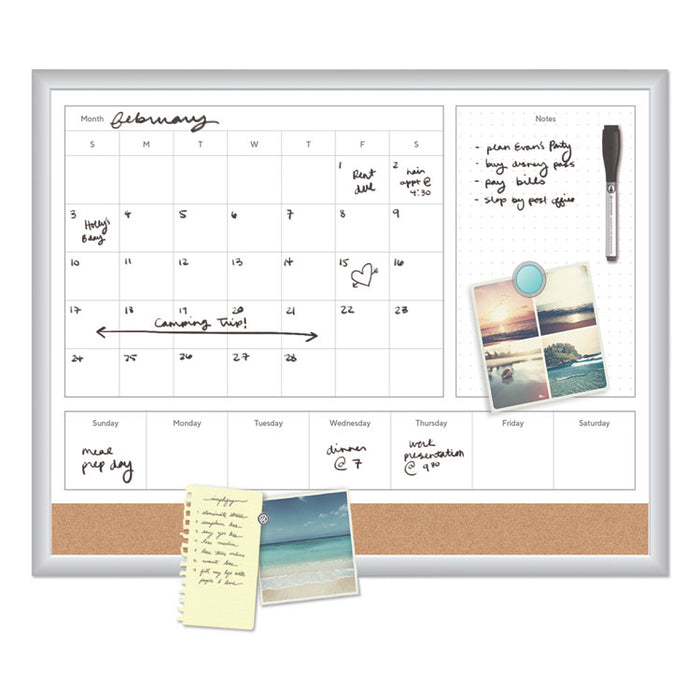 4N1 Magnetic Dry Erase Combo Board, 36 x 24, White/Natural
