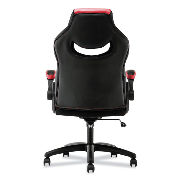 9-Twelve High-Back Racing Style Chair with Flip-Up Arms, Supports up to 225 lbs., Black Seat/Red Back, Black Base