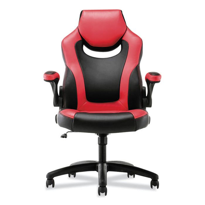 9-Twelve High-Back Racing Style Chair with Flip-Up Arms, Supports up to 225 lbs., Black Seat/Red Back, Black Base