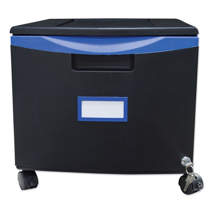 Single-Drawer Mobile Filing Cabinet, 1 Legal/Letter-Size File Drawer, Black/Blue, 14.75" x 18.25" x 12.75"