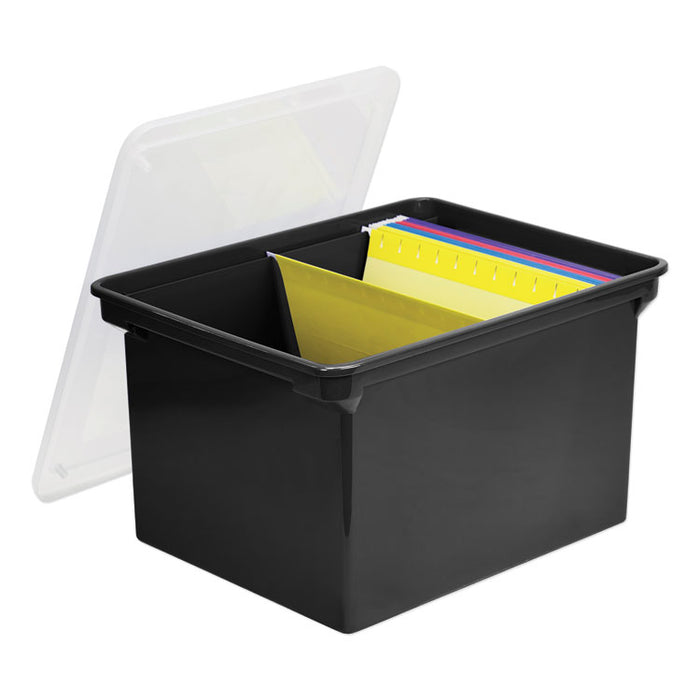Plastic File Tote, Letter/Legal Files, 18.5" x 14.25" x 10.88", Black/Clear