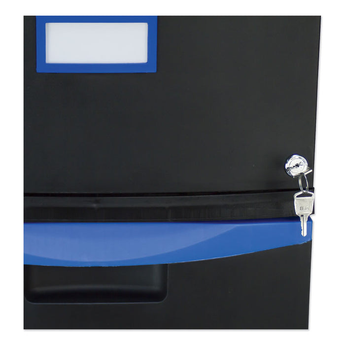 Single-Drawer Mobile Filing Cabinet, 1 Legal/Letter-Size File Drawer, Black/Blue, 14.75" x 18.25" x 12.75"