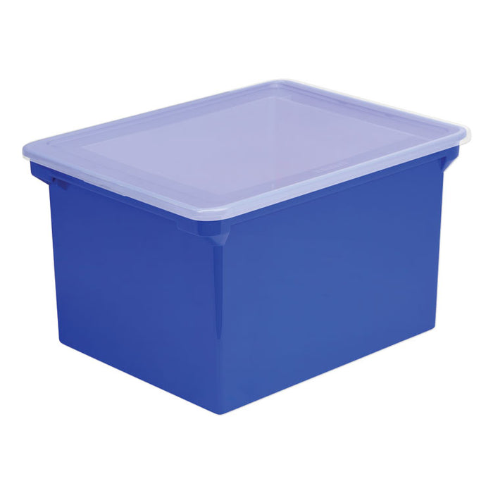 Plastic File Tote, Letter/Legal Files, 18.5" x 14.25" x 10.88", Blue/Clear