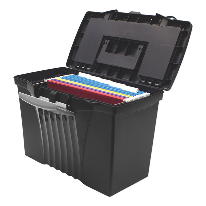 Portable Letter/Legal Filebox with Organizer Lid, Letter/Legal Files, 14.5" x 10.5" x 12", Black