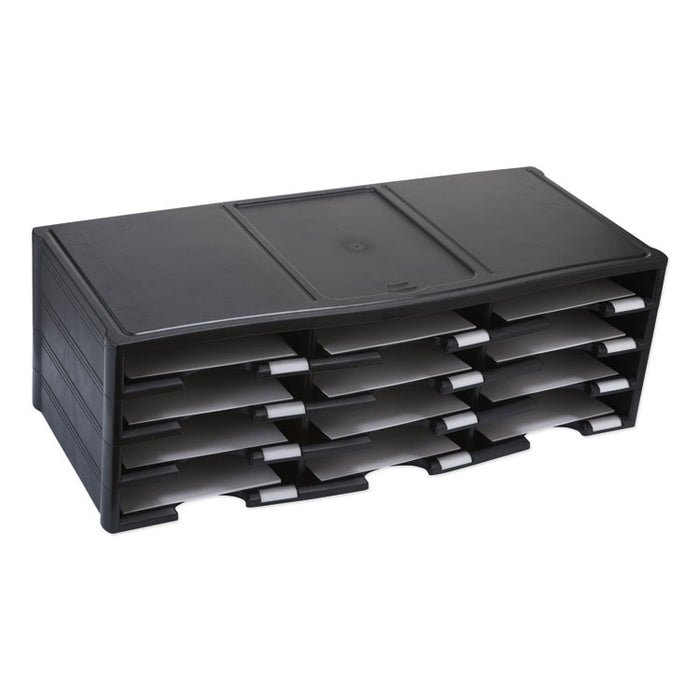 Storex Literature Organizer, 12 Compartments, 10.63 x 13.3 x 31.4, Black
