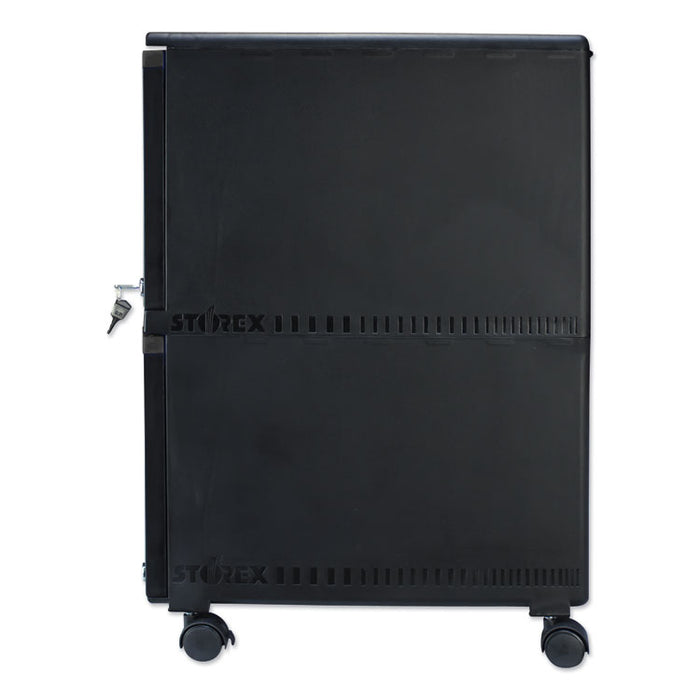 Two-Drawer Mobile Filing Cabinet, 2 Legal/Letter-Size File Drawers, Black, 14.75" x 18.25" x 26"