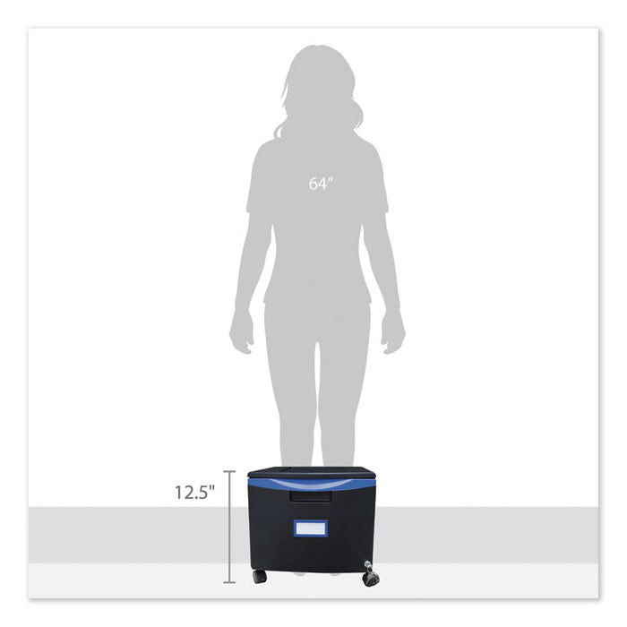 Single-Drawer Mobile Filing Cabinet, 1 Legal/Letter-Size File Drawer, Black/Blue, 14.75" x 18.25" x 12.75"