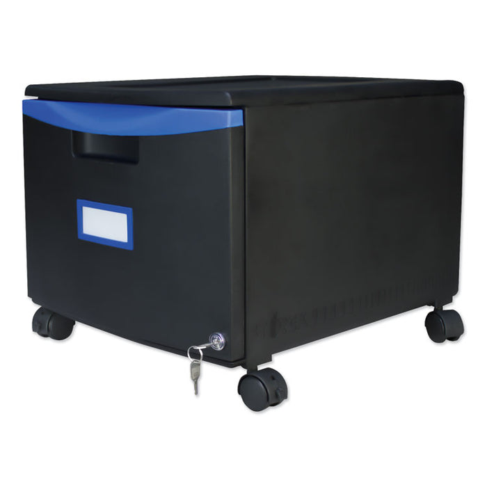 Single-Drawer Mobile Filing Cabinet, 1 Legal/Letter-Size File Drawer, Black/Blue, 14.75" x 18.25" x 12.75"