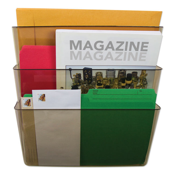 Wall File, 3 Sections, Legal Size, 16" x 4" x 14", Smoke, 3/Set