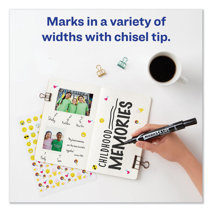 MARKS A LOT Large Desk-Style Permanent Marker, Broad Chisel Tip, Black, Dozen (8888)