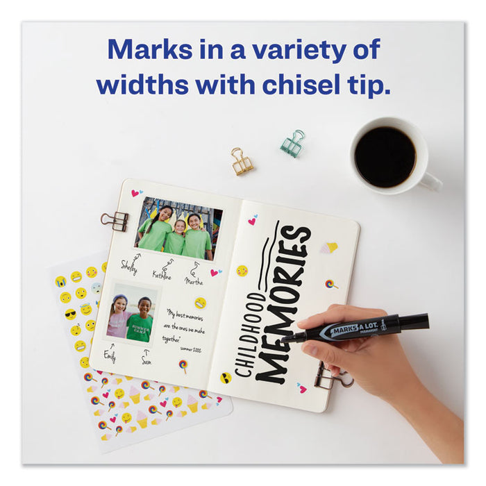 MARKS A LOT Regular Desk-Style Permanent Marker Value Pack, Broad Chisel Tip, Assorted Colors, 24/Pack (98187)