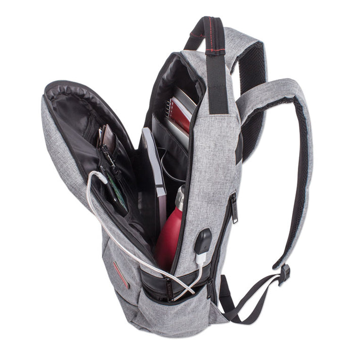 Sterling Slim Business Backpack, Holds Laptops 15.6", 5.5" x 5.5" x 18", Gray