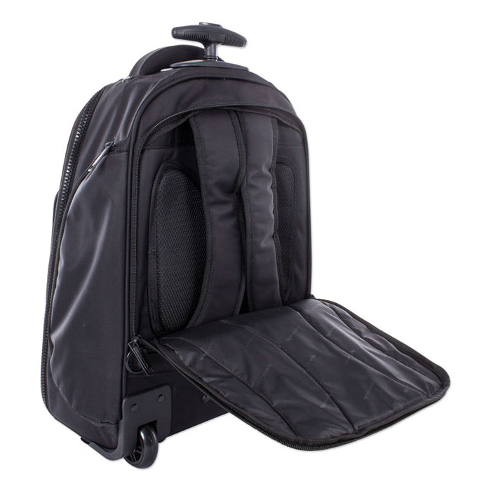 Stride Business Backpack On Wheels, Fits Devices Up to 15.6", Polyester, 10 x 10 x 21.5, Black