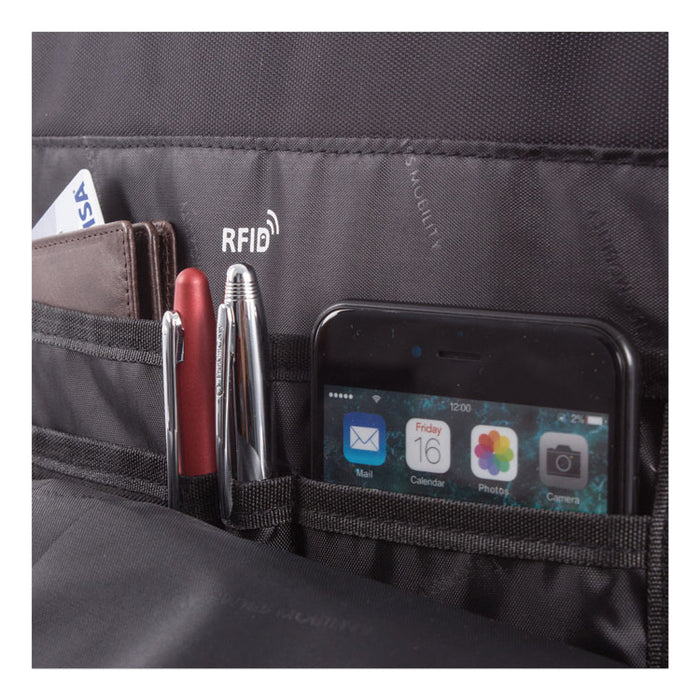 Stride Business Backpack On Wheels, Fits Devices Up to 15.6", Polyester, 10 x 10 x 21.5, Black