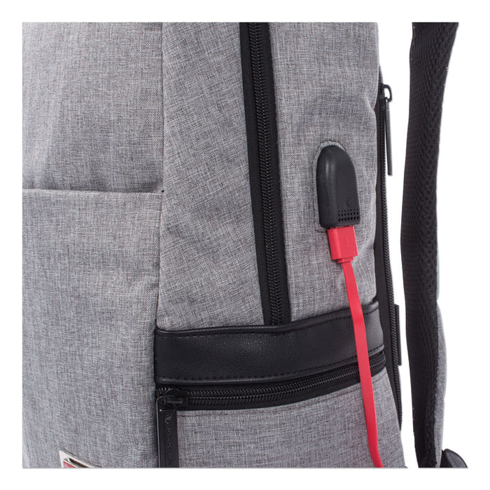 Sterling Slim Business Backpack, Holds Laptops 15.6", 5.5" x 5.5" x 18", Gray