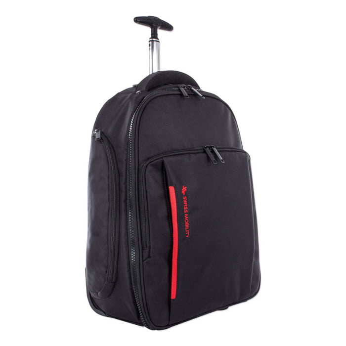 Stride Business Backpack On Wheels, Fits Devices Up to 15.6", Polyester, 10 x 10 x 21.5, Black