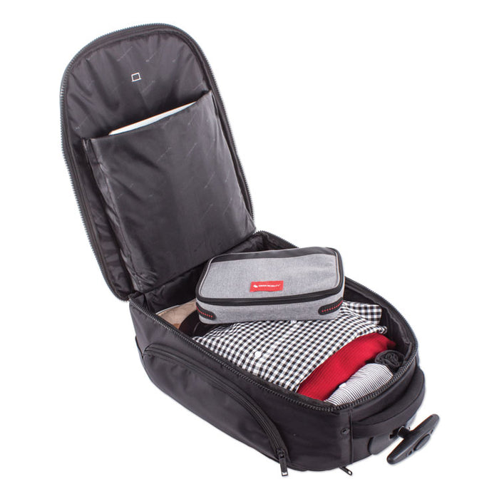 Stride Business Backpack On Wheels, Fits Devices Up to 15.6", Polyester, 10 x 10 x 21.5, Black