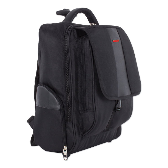 Litigation Backpack On Wheels, Holds Laptops 15.6", 9" x 9" x 18", Black