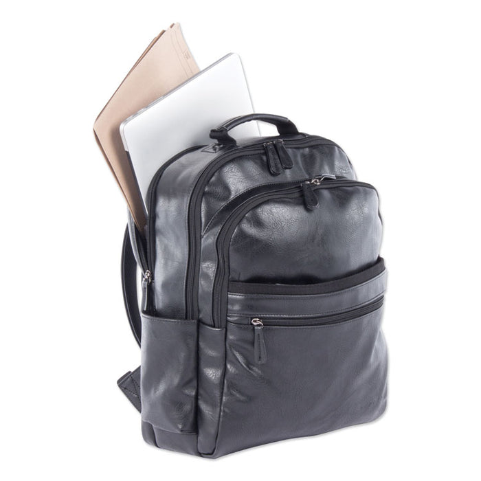 Valais Backpack, Fits Devices Up to 15.6", Leather, 5.5 x 5.5 x 16.5, Black