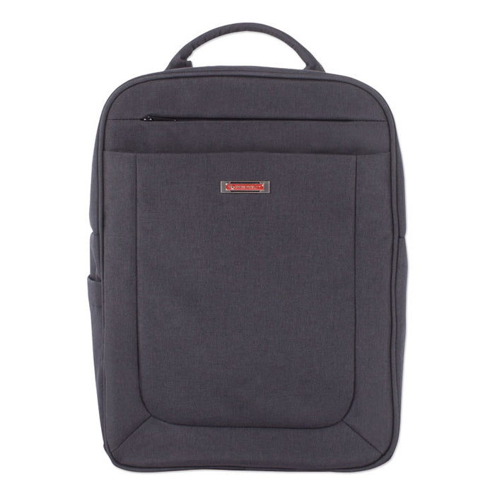 Cadence 2 Section Business Backpack, Fits Devices Up to 15.6", Polyester, 6 x 6 x 17, Charcoal