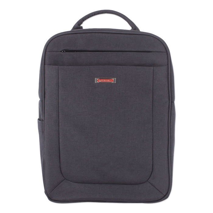 Cadence 2 Section Business Backpack, Fits Devices Up to 15.6", Polyester, 6 x 6 x 17, Charcoal