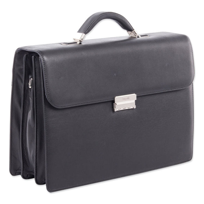 Milestone Briefcase, Holds Laptops 15.6", 5" x 5" x 12", Black